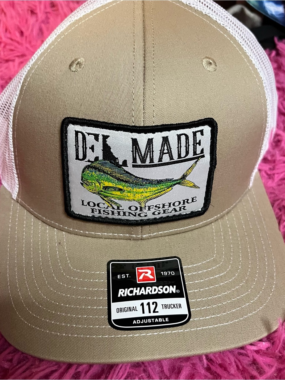 DE MADE Beige & White Trucker Hat - Richardson 112 Adjustable